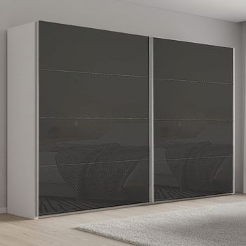 Beluga Extra Alpine White and Basalt Glass 271cm 2 Door Sliding Wardrobe