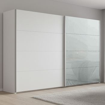 Beluga Extra Alpine White and Silk Grey Glass Front 271cm 2 Door Sliding Wardrobe