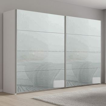 Beluga Extra Alpine White and Silk Grey Glass 271cm 2 Door Sliding Wardrobe