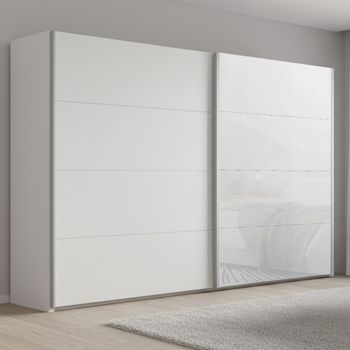 Beluga Extra Alpine White and White Glass 271cm 2 Door Sliding Wardrobe
