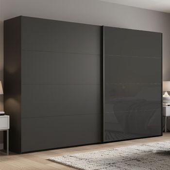 Beluga Extra Graphite and Basalt Glass Front 271cm 2 Door Sliding Wardrobe