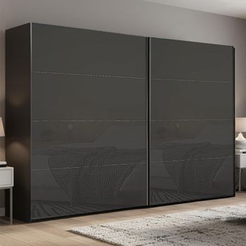 Beluga Extra Graphite and Basalt Glass 271cm 2 Door Sliding Wardrobe