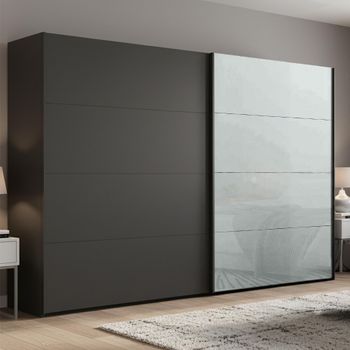 Beluga Extra Graphite and Silk Grey Glass Front 271cm 2 Door Sliding Wardrobe
