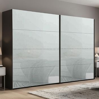 Beluga Extra Graphite and Silk Grey Glass 271cm 2 Door Sliding Wardrobe