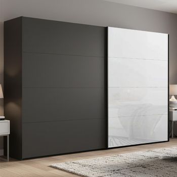 Beluga Extra Graphite and White Glass Front 271cm 2 Door Sliding Wardrobe