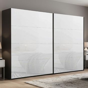 Beluga Extra Graphite and White Glass 271cm 2 Door Sliding Wardrobe