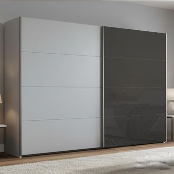 Beluga Extra Silk Grey and Basalt Glass Front 271cm 2 Door Sliding Wardrobe