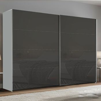 Beluga Extra Silk Grey and Basalt Glass 271cm 2 Door Sliding Wardrobe