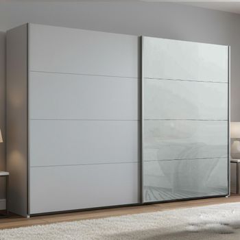 Beluga Extra Silk Grey and Silk Grey Glass Front 271cm 2 Door Sliding Wardrobe