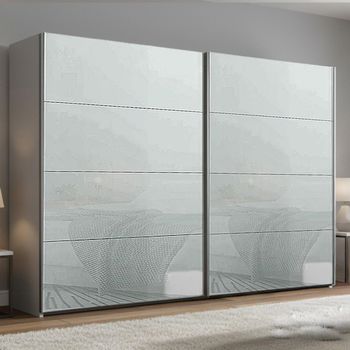 Beluga Extra Silk Grey and Silk Grey Glass 271cm 2 Door Sliding Wardrobe