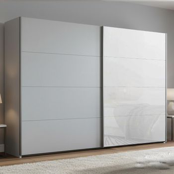 Beluga Extra Silk Grey and White Glass Front 271cm 2 Door Sliding Wardrobe