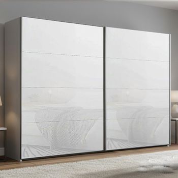 Beluga Extra Silk Grey and White Glass 271cm 2 Door Sliding Wardrobe