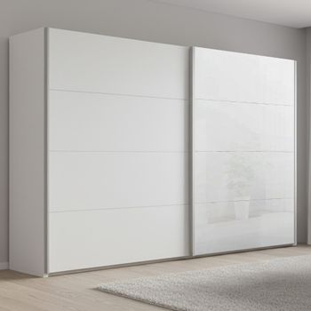 Beluga Extra White High Gloss and Alpine White Front 271cm 2 Door Sliding Wardrobe