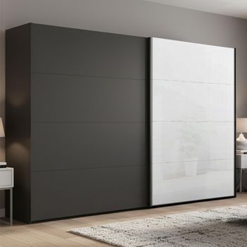 Beluga Extra White High Gloss and Graphite Front 271cm 2 Door Sliding Wardrobe