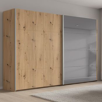 Beluga Extra Grey Mirror Artisan Oak 271cm 2 Door Sliding Wardrobe