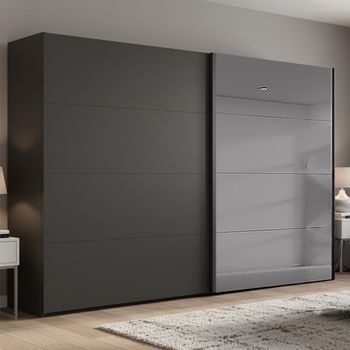 Beluga Extra Grey Mirror Graphite 271cm 2 Door Sliding Wardrobe