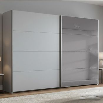 Beluga Extra Grey Mirror Silk Grey 271cm 2 Door Sliding Wardrobe