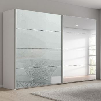 Beluga Extra Alpine White and Silk Grey Glass 271cm 2 Door Mirror Sliding Wardrobe
