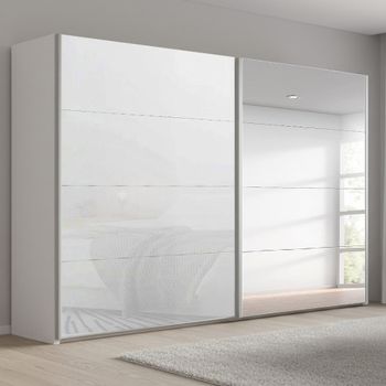 Beluga Extra Alpine White and White Glass 271cm 2 Door Mirror Sliding Wardrobe