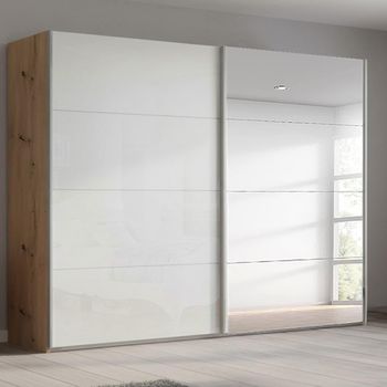 Beluga Extra Artisan Oak and White High Gloss 271cm 2 Door Mirror Sliding Wardrobe