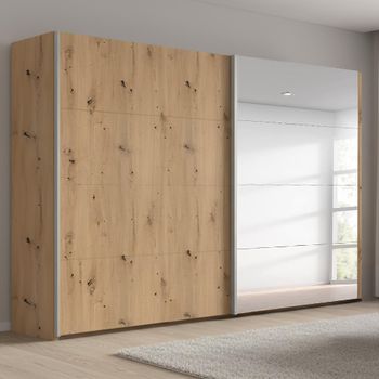 Beluga Extra Artisan Oak 271cm 2 Door Mirror Sliding Wardrobe