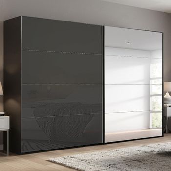 Beluga Extra Graphite and Basalt Glass 271cm 2 Door Mirror Sliding Wardrobe