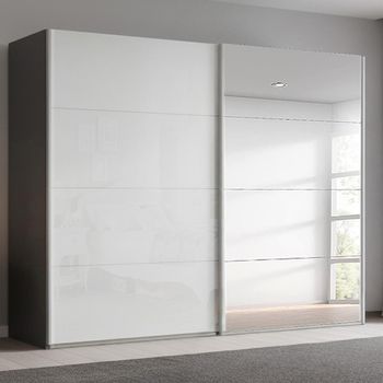 Beluga Extra Graphite and White High Gloss 271cm 2 Door Mirror Sliding Wardrobe