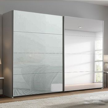 Beluga Extra Silk Grey and Silk Grey Glass 271cm 2 Door Mirror Sliding Wardrobe