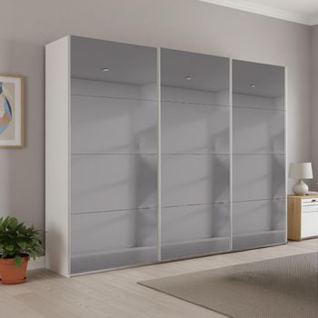 Beluga Extra Grey Mirrored Alpine White 271cm 3 Door Sliding Wardrobe