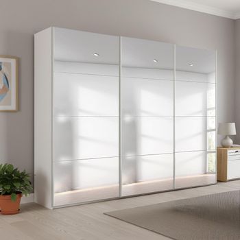 Beluga Extra Alpine White Mirrored 271cm 3 Door Sliding Wardrobe