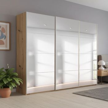 Beluga Extra Mirrored Artisan Oak 271cm 3 Door Sliding Wardrobe