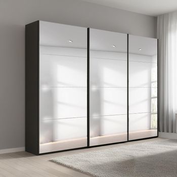Beluga Extra Graphite Mirrored 271cm 3 Door Sliding Wardrobe