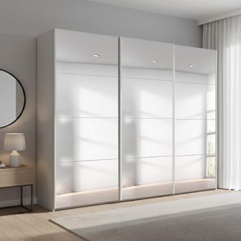 Beluga Extra Silk Grey Mirrored 271cm 3 Door Sliding Wardrobe
