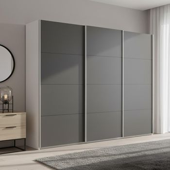 Beluga Extra Alpine White and Graphite 271cm 3 Door Sliding Wardrobe