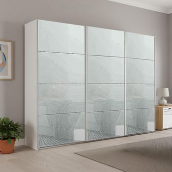 Beluga Extra Alpine White and Silk Grey Glass 271cm 3 Door Sliding Wardrobe