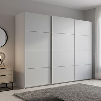 Beluga Extra Alpine White and Silk Grey 271cm 3 Door Sliding Wardrobe