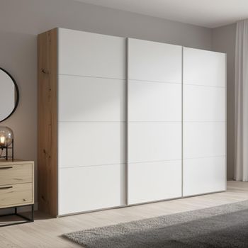 Beluga Extra Artisan Oak and Alpine White 271cm 3 Door Sliding Wardrobe