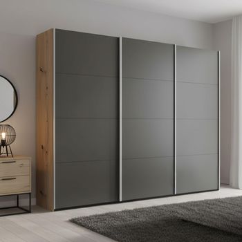 Beluga Extra Artisan Oak and Graphite 271cm 3 Door Sliding Wardrobe