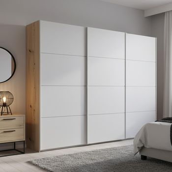 Beluga Extra Artisan Oak and Silk Grey 271cm 3 Door Sliding Wardrobe