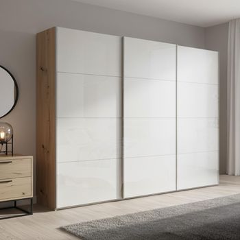 Beluga Extra Artisan Oak and White High Gloss 271cm 3 Door Sliding Wardrobe
