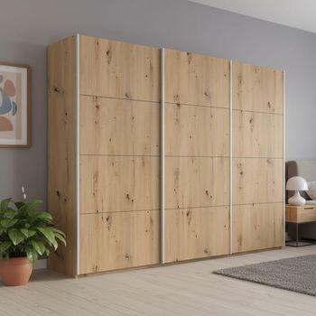 Beluga Extra Artisan Oak 271cm 3 Door Sliding Wardrobe
