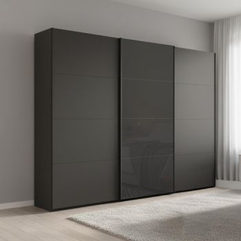 Beluga Extra Graphite and Basalt Glass Front 271cm 3 Door Sliding Wardrobe