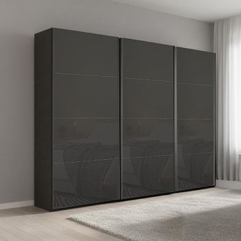 Beluga Extra Graphite and Basalt Glass 271cm 3 Door Sliding Wardrobe