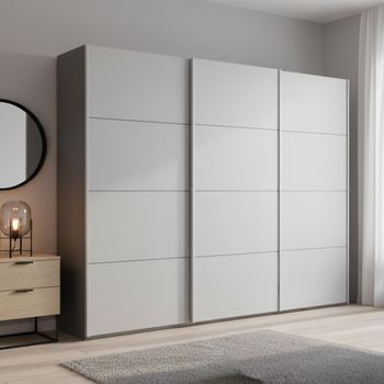 Beluga Extra Graphite and Silk Grey 271cm 3 Door Sliding Wardrobe