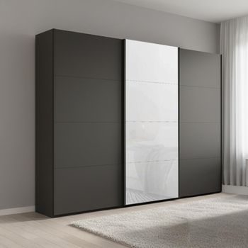 Beluga Extra Graphite and White Glass Front 271cm 3 Door Sliding Wardrobe