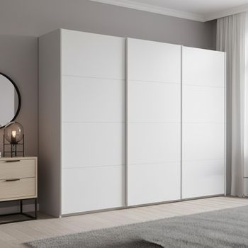 Beluga Extra Silk Grey and Alpine White 271cm 3 Door Sliding Wardrobe