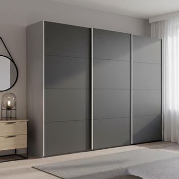 Beluga Extra Silk Grey and Graphite 271cm 3 Door Sliding Wardrobe