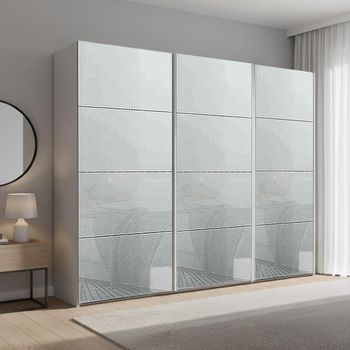 Beluga Extra Silk Grey and Silk Grey Glass 271cm 3 Door Sliding Wardrobe