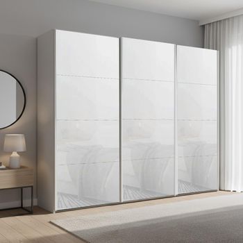 Beluga Extra Silk Grey and White Glass 271cm 3 Door Sliding Wardrobe