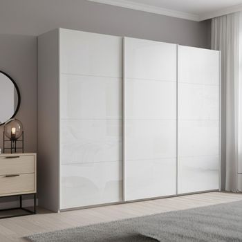 Beluga Extra Silk Grey and White High Gloss 271cm 3 Door Sliding Wardrobe